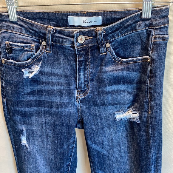 KanCan Dark Distressed Fringe Ankle Skinny Jeans Sz. 5 (26) EUC - Picture 6 of 11